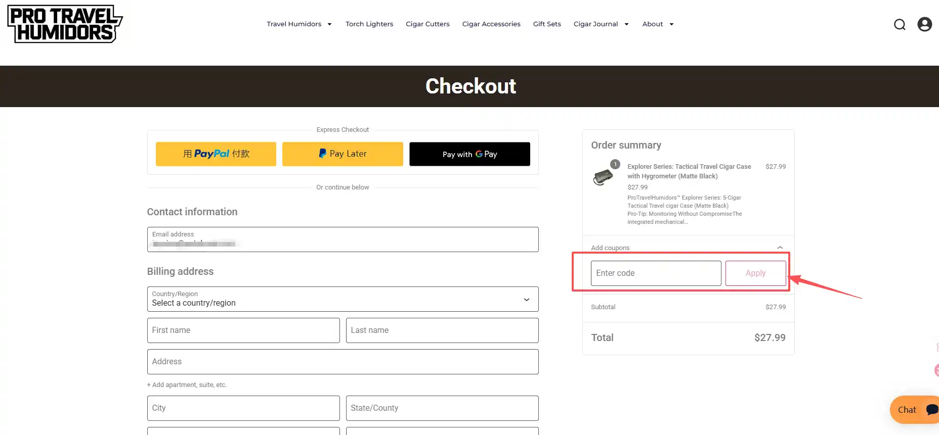 Add coupon input field on checkout page – enter promo code for discount