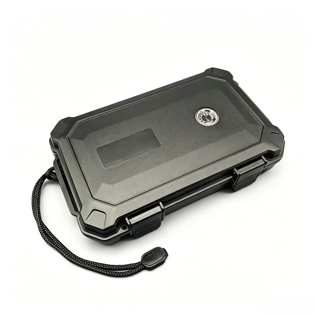 Black ABS waterproof and crushproof travel humidor – rugged Explorer Series Tactical Travel Cigar Case